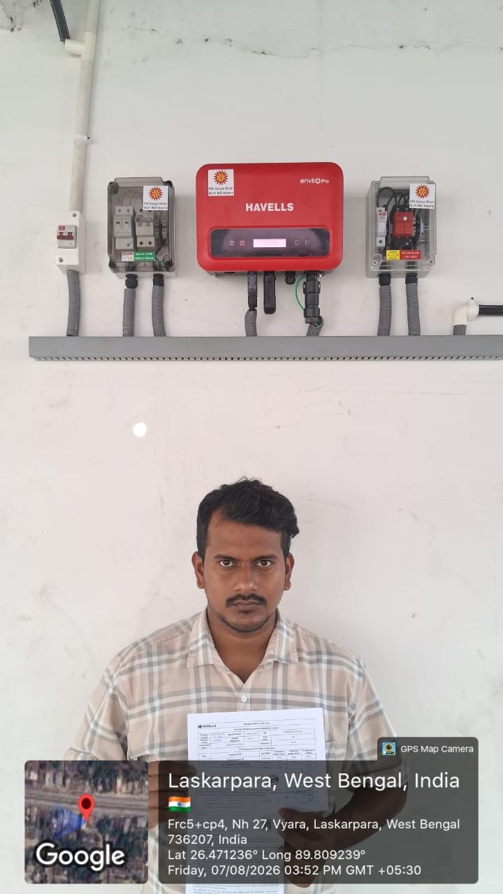 Happy Sudh Energy Solution customer with their completed rooftop solar installation 5